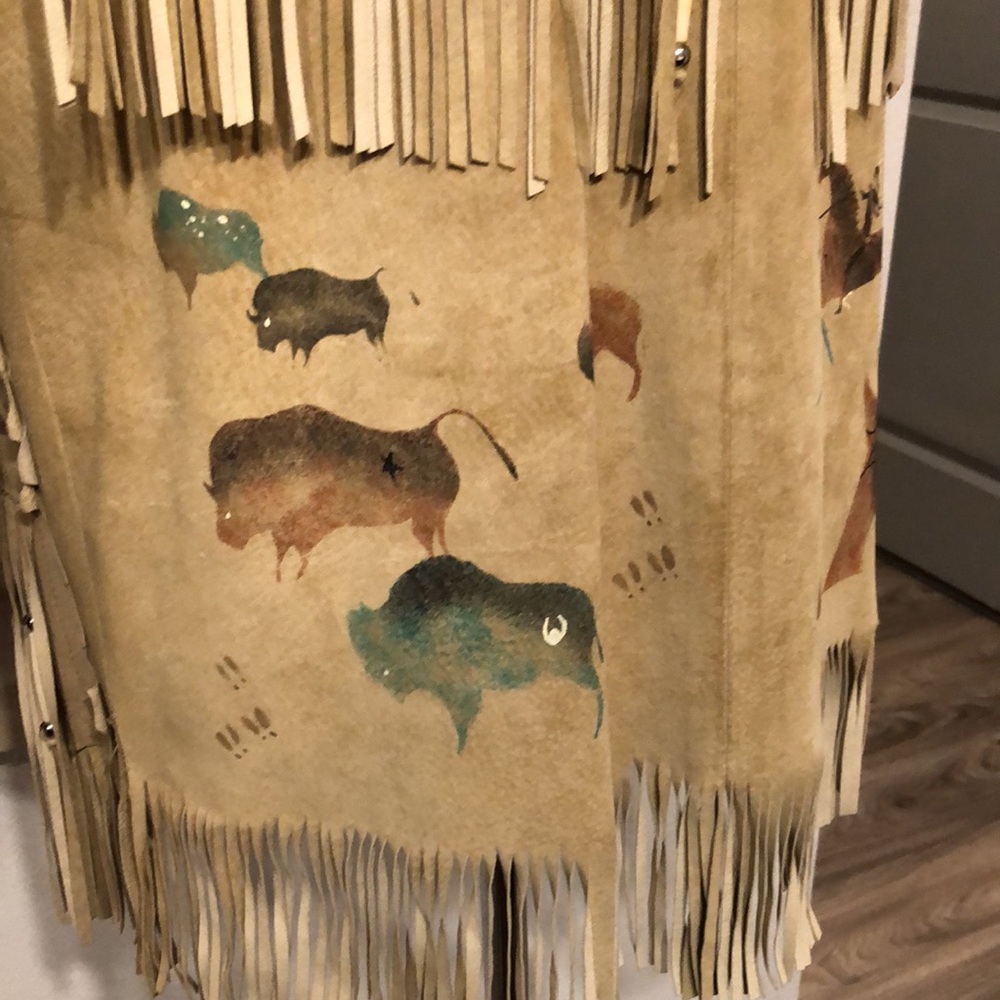 Western Suede Hand Painted Jacket by Patty Lewis Native American - Picture 9 of 16